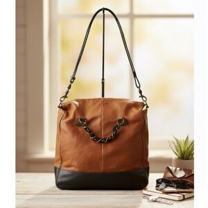 J Crew Messenger Bag Brown Leather Weekender Travel Adjustable Detachable Strap